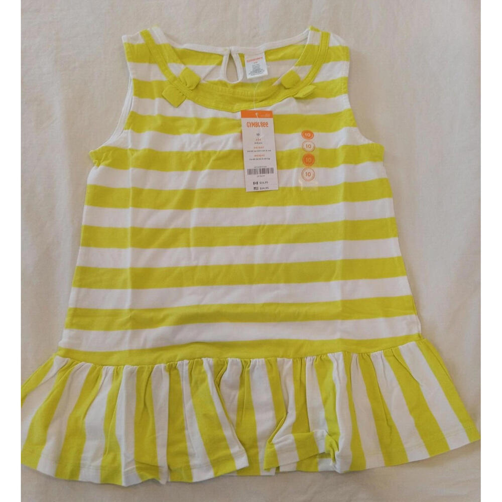 Gymboree Girl's Size 10 Green White Striped Shirt Top c1